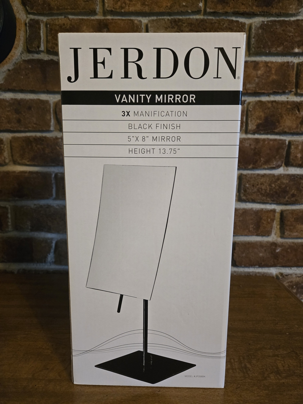 Jerdon Rectangular Black Vanity Mirror with 3x Magnification